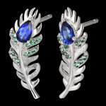 Boucles d'oreilles panache - altesse - or blanc 9 carats avec saphirs et