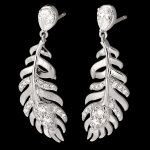 Boucles d'oreilles panache - infante - or blanc 9 carats et diamants syn Boucles d'oreilles panache - infante - or blanc 9 carats et diamants syn