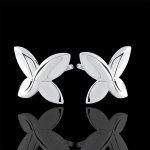 Boucles d'oreilles papillon origami - or blanc 9 carats