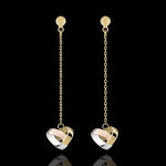 Boucles d'oreilles pendantes coeur pliage 3 ors 9 carats