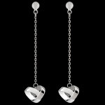 Boucles d'oreilles pendantes coeur pliage or blanc 18 carats