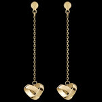 Boucles d'oreilles pendantes coeur pliage or jaune 18 carats