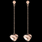 Boucles d'oreilles pendantes coeur pliage or rose 9 carats