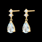 Boucles d'oreilles pendantes elvara  or jaune 9 carats, aigue - marin