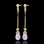 Boucles d'oreilles pendantes violine - or jaune 9 carats