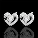 Boucles d'oreilles petits coeurs - or blanc 9 carats Boucles d'oreilles petits coeurs - or blanc 9 carats