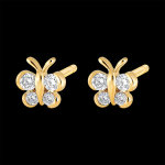 Boucles d'oreilles - mon petit papillon - puce or jaune 9 carats et diama