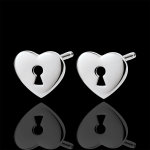 Boucles d'oreilles précieux secret - coeur - or blanc 9 carats Boucles d'oreilles précieux secret - coeur - or blanc 9 carats