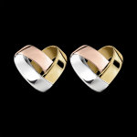 Boucles d'oreilles puces coeur pliage 3 ors 9 carats