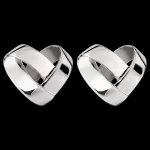 Boucles d'oreilles puces coeur pliage or blanc 18 carats