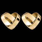 Boucles d'oreilles puces coeur pliage or jaune 18 carats