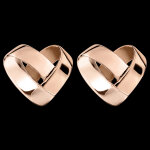 Boucles d'oreilles puces coeur pliage or rose 9 carats