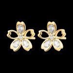 Boucles d'oreilles puces fiora  or jaune 9 carats et diamants syn