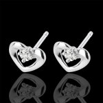 Boucles d'oreilles puces jolis coeurs or blanc 18 carats et diamants Boucles d'oreilles puces jolis coeurs or blanc 18 carats et diamants