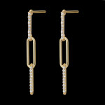 Boucles d'oreilles regard d'orient pendants - pia - 3 maillons - or jaun Boucles d'oreilles regard d'orient pendants - pia - 3 maillons - or jaun
