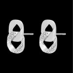 Boucles d'oreilles regard d'orient puces - lia - or blanc 9 carats et di