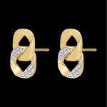 Boucles d'oreilles regard d'orient puces - lia - or jaune 9 carats et di
