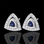Boucles d'oreilles salma - saphirs bleus - or blanc 9 carats Boucles d'oreilles salma - saphirs bleus - or blanc 9 carats