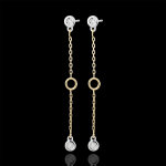 Boucles d'oreilles satine or blanc et or jaune 9 carats