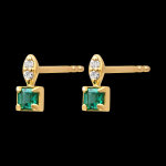 Boucles d'oreilles solane  or jaune 9 carats avec meraudes synt