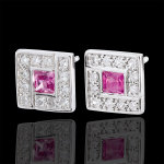 Boucles d'oreilles suki rose - saphirs roses - or blanc 9 carats Boucles d'oreilles suki rose - saphirs roses - or blanc 9 carats