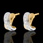 Boucles d'oreilles tandem paves 12 diamants - or blanc et or jaune 18 ca