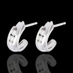 Boucles d'oreilles trilogie bipolaire - or blanc 18 carats - 0. 3 carats