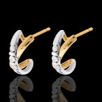 Boucles d'oreilles trilogie cerceau - 6 diamants - or blanc et or jaune Boucles d'oreilles trilogie cerceau - 6 diamants - or blanc et or jaune