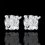 Boucles d'oreilles venise - puces - 14 diamants - or blanc 9 carats Boucles d'oreilles venise - puces - 14 diamants - or blanc 9 carats