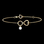 Bracelet abondance - coeur - or jaune 18 carats et perle