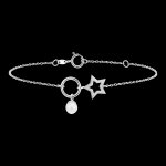 Bracelet abondance - etoile - or blanc 9 carats et perle Bracelet abondance - etoile - or blanc 9 carats et perle