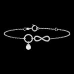 Bracelet abondance - infini - or blanc 9 carats et perle