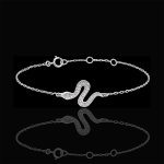 Bracelet balade imaginaire - serpent envoutant - or blanc 9 carats et di