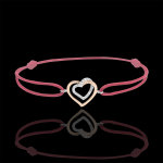 Bracelet coeurs enlacés diamants - cordon rouge - or blanc et or rose 9 Bracelet coeurs enlacés diamants - cordon rouge - or blanc et or rose 9