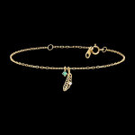 Bracelet elwen � or jaune 9 carats, diamant et �meraude synth�tiques