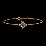 Bracelet fleur astrale � or jaune 9 carats avec saphir synth�tique et