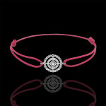Bracelet fleur de sel - cercle - or blanc 9 carats - cordon rouge Bracelet fleur de sel - cercle - or blanc 9 carats - cordon rouge