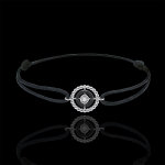 Bracelet fleur de sel - cercle - or blanc 9 carats et diamants noirs - c