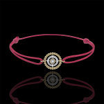 Bracelet fleur de sel - cercle - or jaune 9 carats - cordon rouge Bracelet fleur de sel - cercle - or jaune 9 carats - cordon rouge