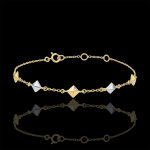 Bracelet gense - diamants bruts - 2 ors - 5 motifs - or blanc et or ja