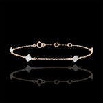 Bracelet gnse - diamants bruts - or blanc et or rose 9 carats