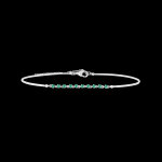 Bracelet jonc gracile - or blanc 18 carats et meraudes
