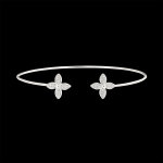 Bracelet jonc ouvert eclosion - double chance - or blanc18 carats et di