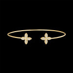 Bracelet jonc ouvert eclosion - double chance - or jaune 9 carats et di