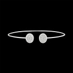 Bracelet jonc ouvert - toi et moi ellipse - or blanc 18 carats et diaman