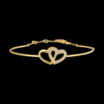 Bracelet jonc prcieux secret - coeurs amoureux - or jaune 9 carats et