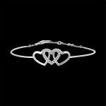 Bracelet jonc prcieux secret - coeurs entrelacs - or blanc 9 carats