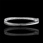 Bracelet jonc saturne duo - diamants noirs - or blanc 18 carats
