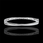 Bracelet jonc saturne duo - diamants - or blanc 9 carats
