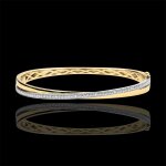 Bracelet jonc saturne duo - diamants - or blanc et or jaune 9 carats